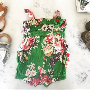 Baby Nay Green Floral Bubble Romper 9 Months